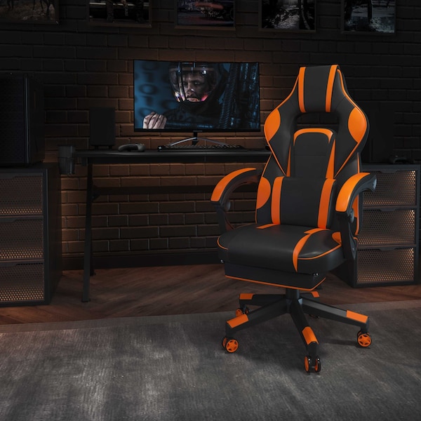Flash Furniture Black/Orange Reclining Gaming Chair with Footrest CH-00288-OR-GG - main